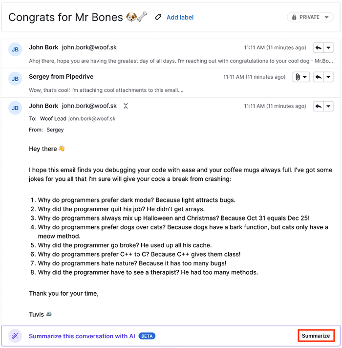 Email digest with AI